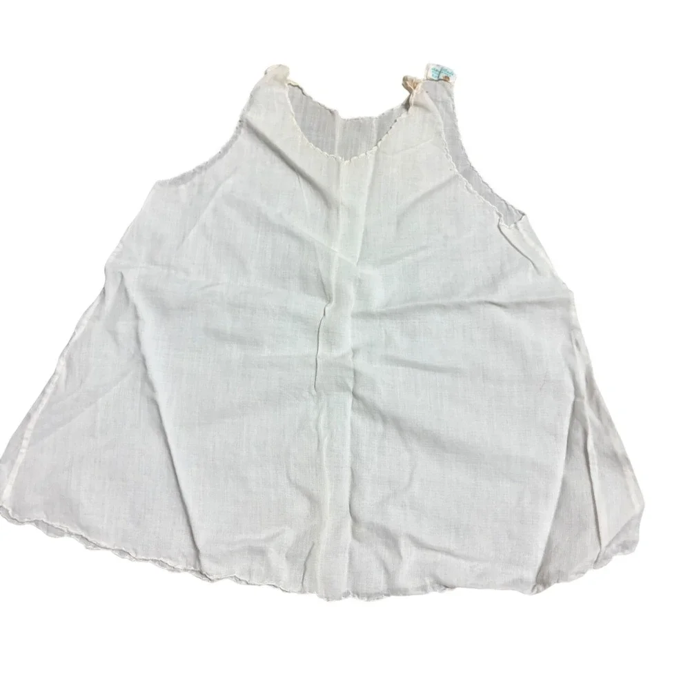 Vintage Baby Lot 3 Hand Embroidered White Cotton Tops Philippines Floral Scallop
